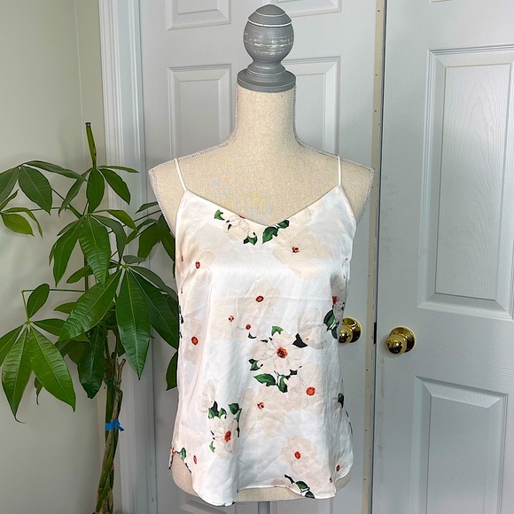 NEW Dynamite, White Floral Satin Slip Cami -Size S - Picture 3 of 4